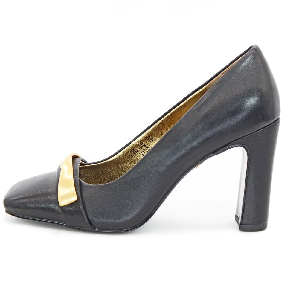 Donna Karan 'Sabina' Leather Twist Bar Hardware Square Toe Pumps